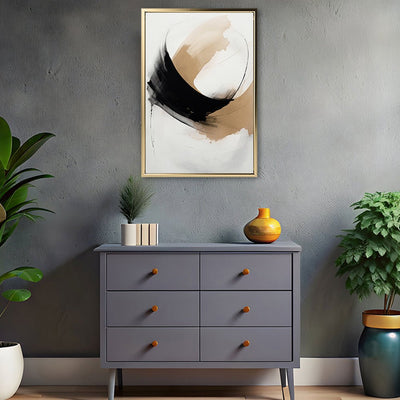 Canvas Wall Art Stretched Over Wooden Frame with Floating Frame and Abstract Painting CV4106 - Al Rugaib Furniture