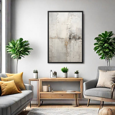 Canvas Wall Art Stretched Over Wooden Frame with Floating Frame and Abstract Painting CV4107 - Al Rugaib Furniture