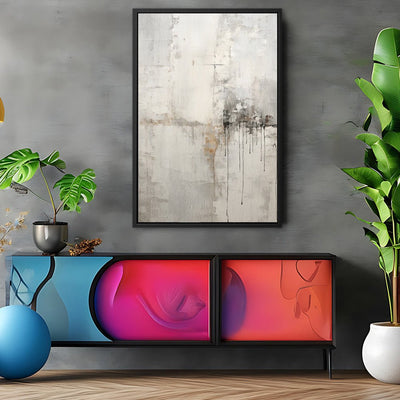 Canvas Wall Art Stretched Over Wooden Frame with Floating Frame and Abstract Painting CV4107 - Al Rugaib Furniture