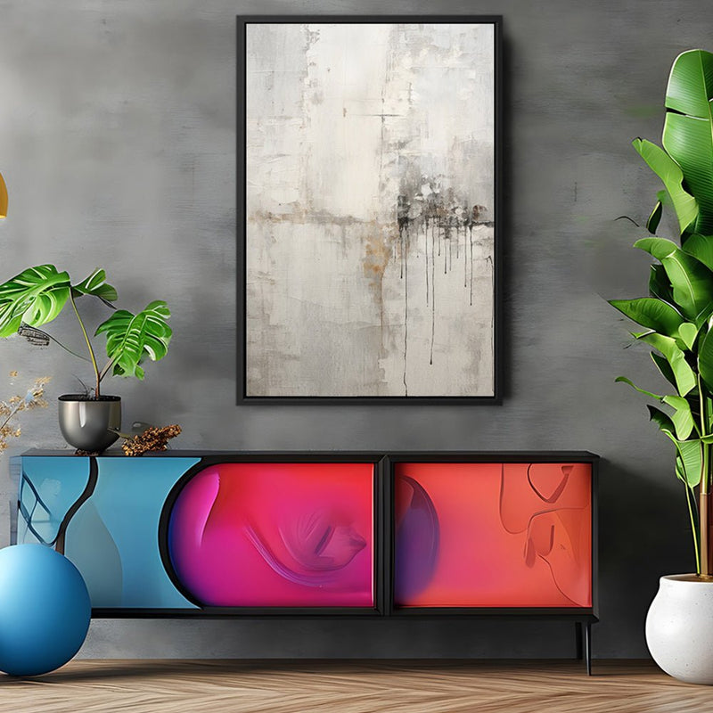 Canvas Wall Art Stretched Over Wooden Frame with Floating Frame and Abstract Painting CV4107 - Al Rugaib Furniture
