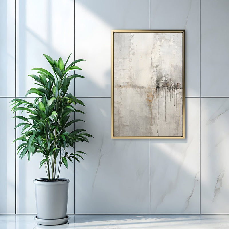 Canvas Wall Art Stretched Over Wooden Frame with Floating Frame and Abstract Painting CV4107 - Al Rugaib Furniture