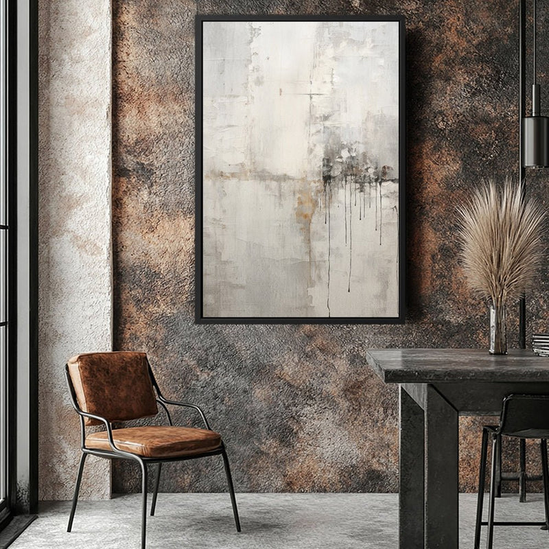 Canvas Wall Art Stretched Over Wooden Frame with Floating Frame and Abstract Painting CV4107 - Al Rugaib Furniture