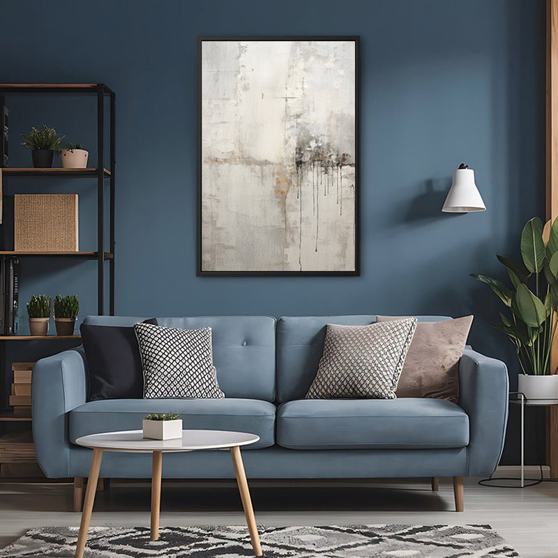 Canvas Wall Art Stretched Over Wooden Frame with Floating Frame and Abstract Painting CV4107 - Al Rugaib Furniture