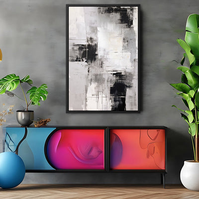 Canvas Wall Art Stretched Over Wooden Frame with Floating Frame and Abstract Painting CV4108 - Al Rugaib Furniture