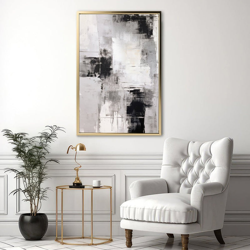 Canvas Wall Art Stretched Over Wooden Frame with Floating Frame and Abstract Painting CV4108 - Al Rugaib Furniture