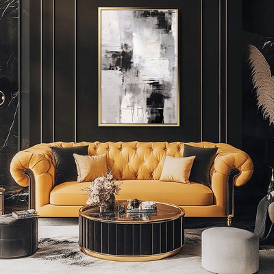 Canvas Wall Art Stretched Over Wooden Frame with Floating Frame and Abstract Painting CV4108 - Al Rugaib Furniture