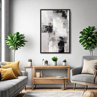 Canvas Wall Art Stretched Over Wooden Frame with Floating Frame and Abstract Painting CV4108 - Al Rugaib Furniture