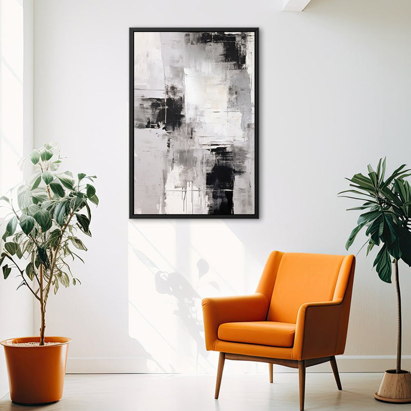 Canvas Wall Art Stretched Over Wooden Frame with Floating Frame and Abstract Painting CV4108 - Al Rugaib Furniture