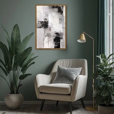 Canvas Wall Art Stretched Over Wooden Frame with Floating Frame and Abstract Painting CV4108 - Al Rugaib Furniture