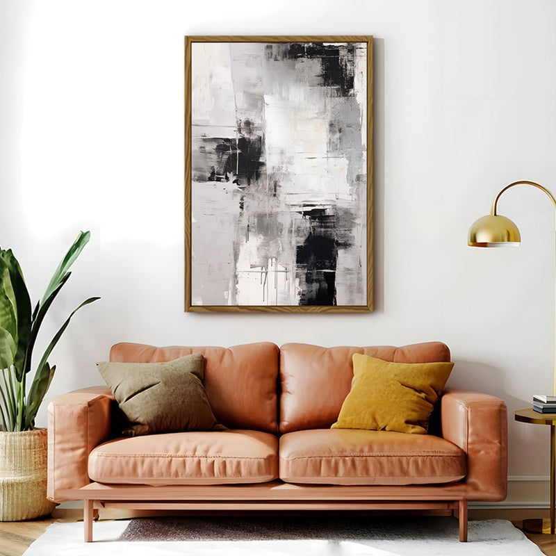 Canvas Wall Art Stretched Over Wooden Frame with Floating Frame and Abstract Painting CV4108 - Al Rugaib Furniture