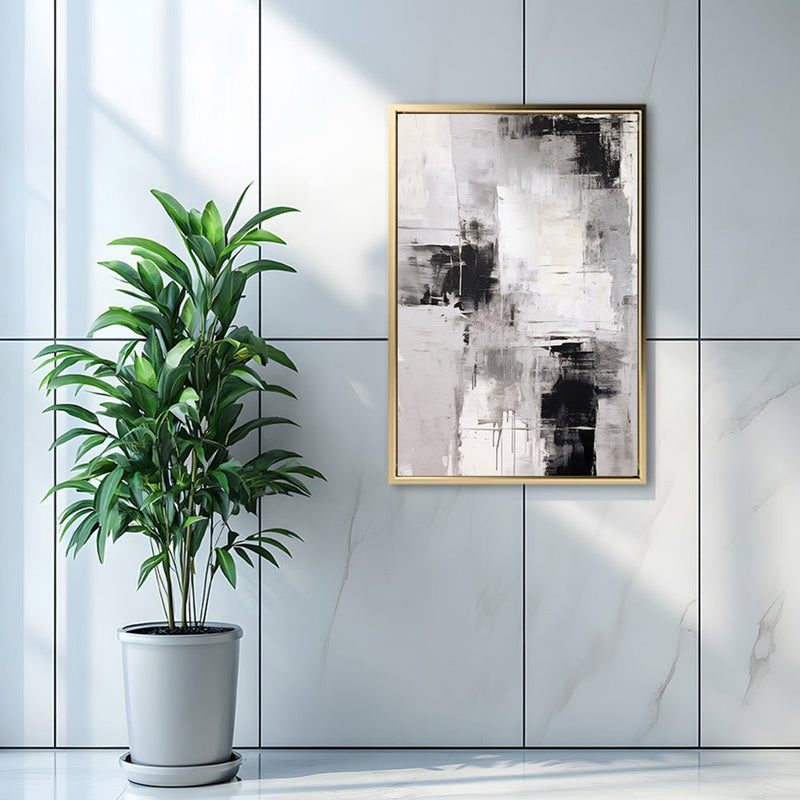 Canvas Wall Art Stretched Over Wooden Frame with Floating Frame and Abstract Painting CV4108 - Al Rugaib Furniture