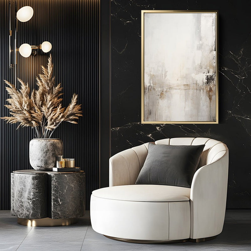 Canvas Wall Art Stretched Over Wooden Frame with Floating Frame and Abstract Painting CV4109 - Al Rugaib Furniture