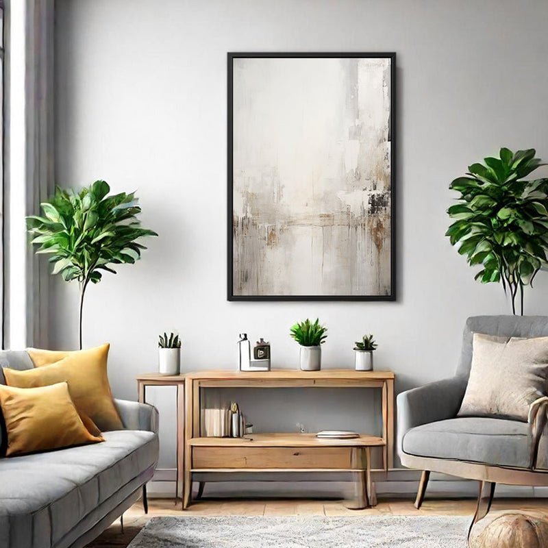 Canvas Wall Art Stretched Over Wooden Frame with Floating Frame and Abstract Painting CV4109 - Al Rugaib Furniture