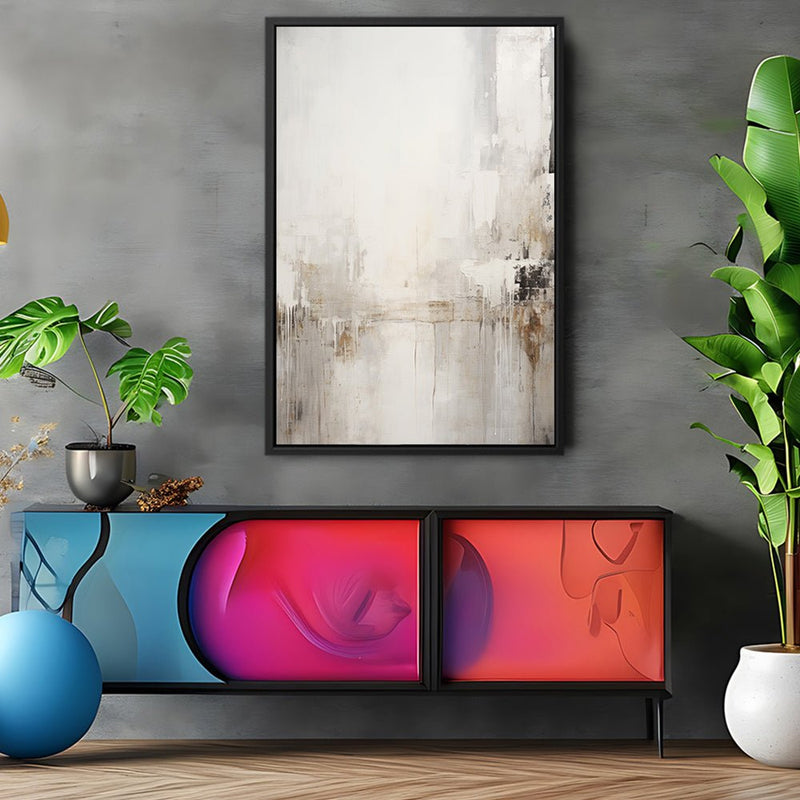 Canvas Wall Art Stretched Over Wooden Frame with Floating Frame and Abstract Painting CV4109 - Al Rugaib Furniture
