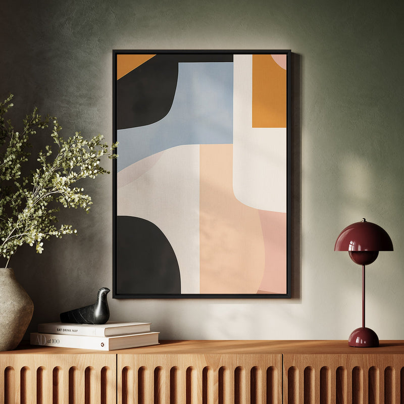 Canvas Wall Art Stretched Over Wooden Frame with Floating Frame and Abstract Painting CV4111 - Al Rugaib Furniture