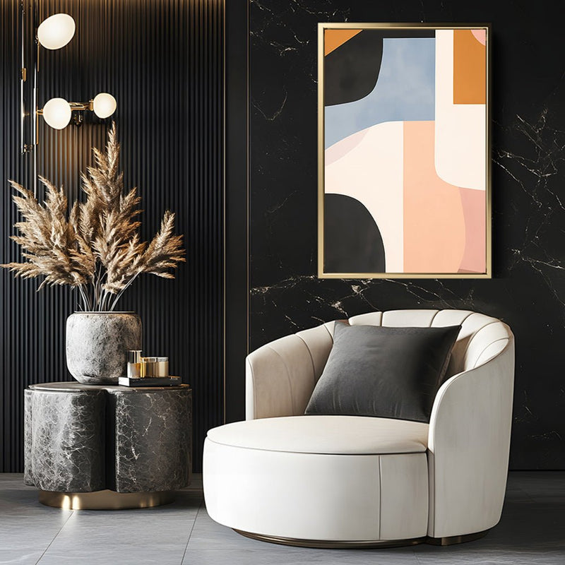 Canvas Wall Art Stretched Over Wooden Frame with Floating Frame and Abstract Painting CV4111 - Al Rugaib Furniture