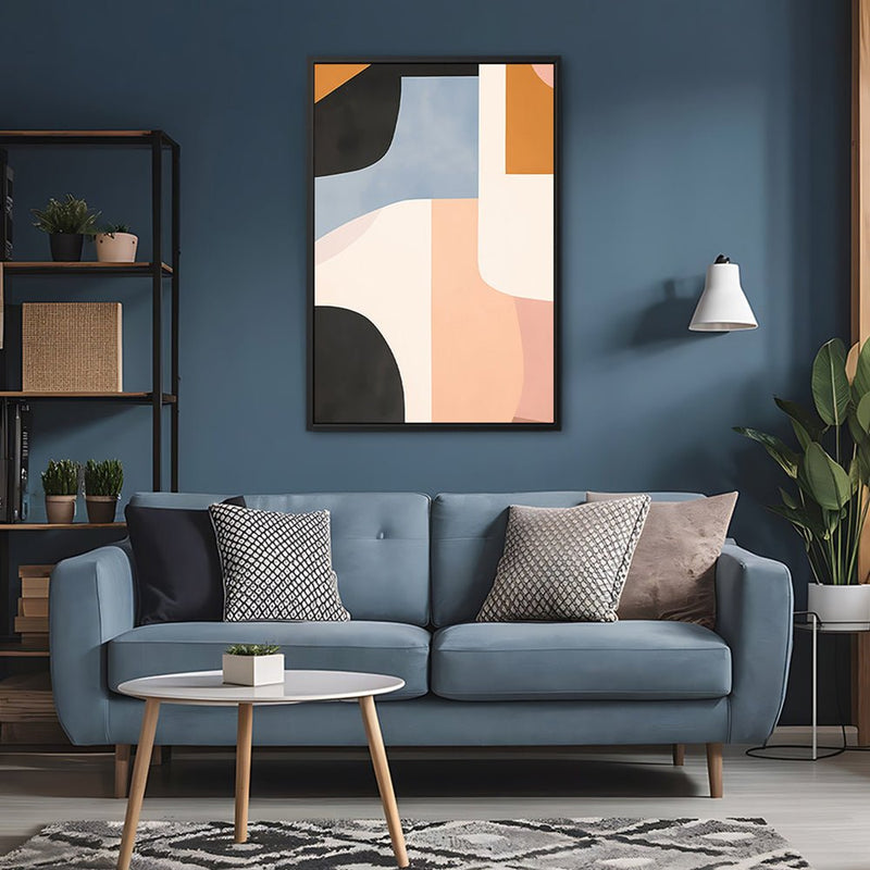 Canvas Wall Art Stretched Over Wooden Frame with Floating Frame and Abstract Painting CV4111 - Al Rugaib Furniture