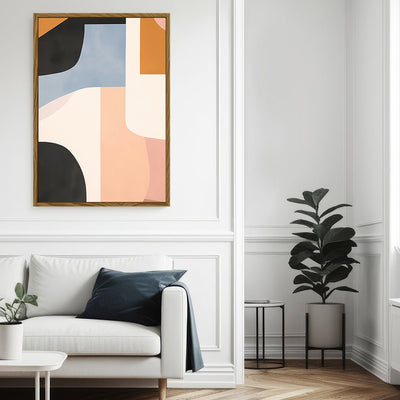 Canvas Wall Art Stretched Over Wooden Frame with Floating Frame and Abstract Painting CV4111 - Al Rugaib Furniture