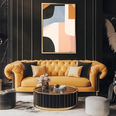 Canvas Wall Art Stretched Over Wooden Frame with Floating Frame and Abstract Painting CV4111 - Al Rugaib Furniture