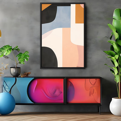 Canvas Wall Art Stretched Over Wooden Frame with Floating Frame and Abstract Painting CV4111 - Al Rugaib Furniture
