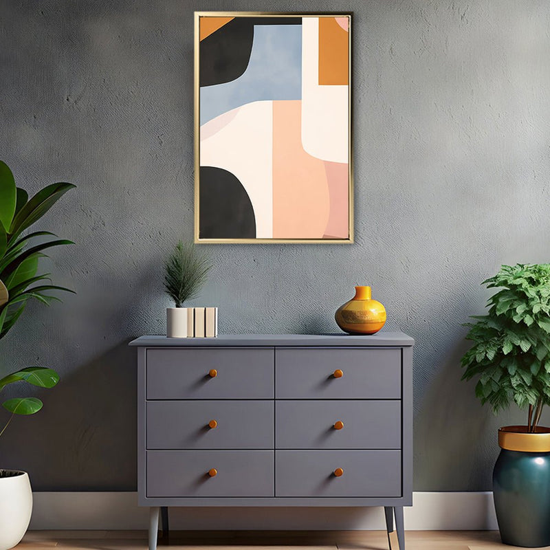 Canvas Wall Art Stretched Over Wooden Frame with Floating Frame and Abstract Painting CV4111 - Al Rugaib Furniture