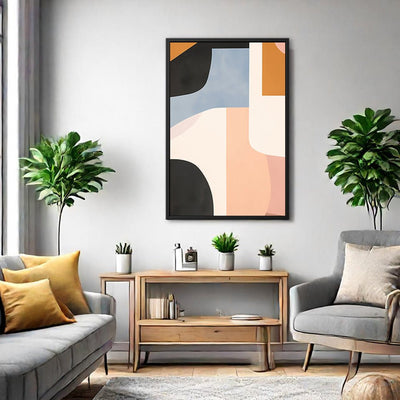 Canvas Wall Art Stretched Over Wooden Frame with Floating Frame and Abstract Painting CV4111 - Al Rugaib Furniture