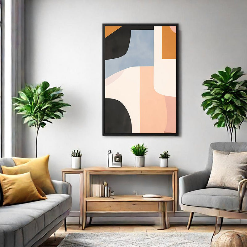 Canvas Wall Art Stretched Over Wooden Frame with Floating Frame and Abstract Painting CV4111 - Al Rugaib Furniture