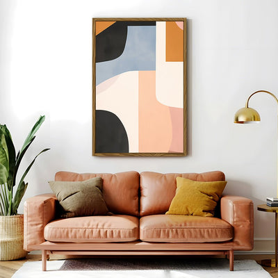 Canvas Wall Art Stretched Over Wooden Frame with Floating Frame and Abstract Painting CV4111 - Al Rugaib Furniture