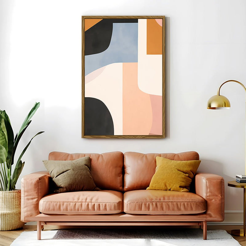 Canvas Wall Art Stretched Over Wooden Frame with Floating Frame and Abstract Painting CV4111 - Al Rugaib Furniture
