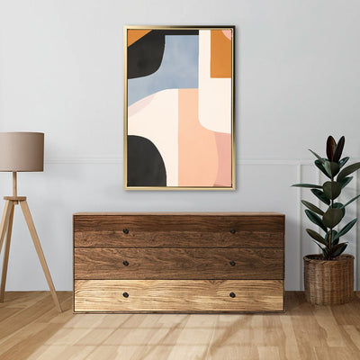 Canvas Wall Art Stretched Over Wooden Frame with Floating Frame and Abstract Painting CV4111 - Al Rugaib Furniture