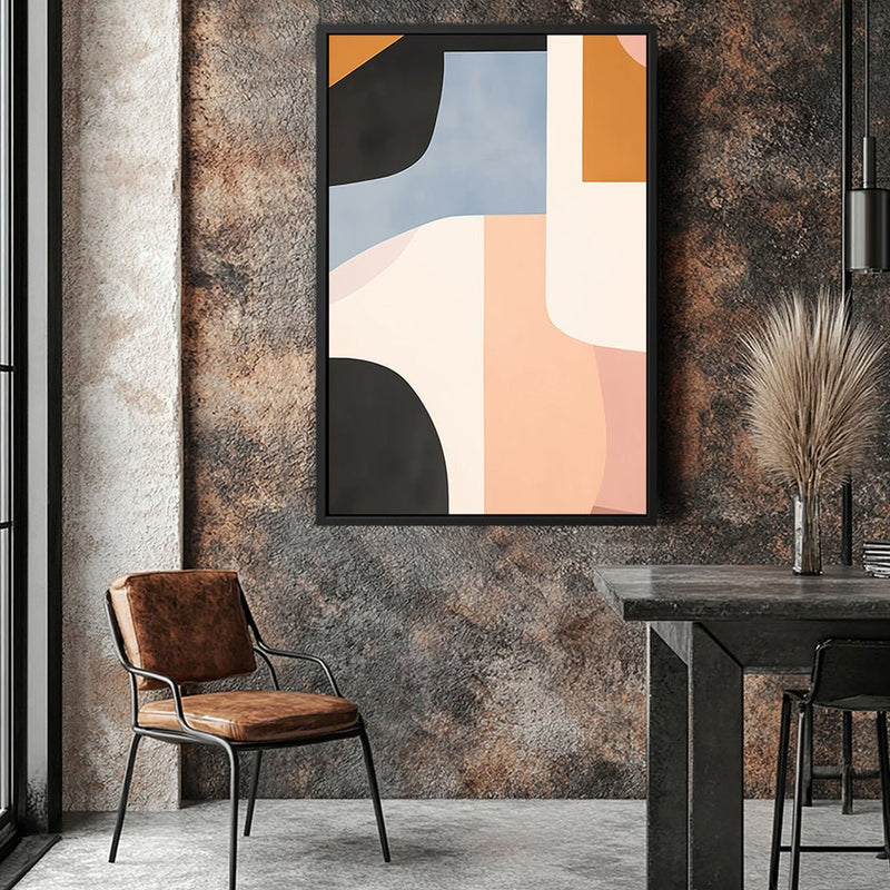 Canvas Wall Art Stretched Over Wooden Frame with Floating Frame and Abstract Painting CV4111 - Al Rugaib Furniture