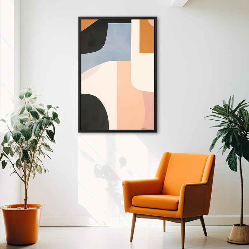 Canvas Wall Art Stretched Over Wooden Frame with Floating Frame and Abstract Painting CV4111 - Al Rugaib Furniture