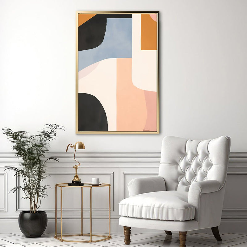 Canvas Wall Art Stretched Over Wooden Frame with Floating Frame and Abstract Painting CV4111 - Al Rugaib Furniture