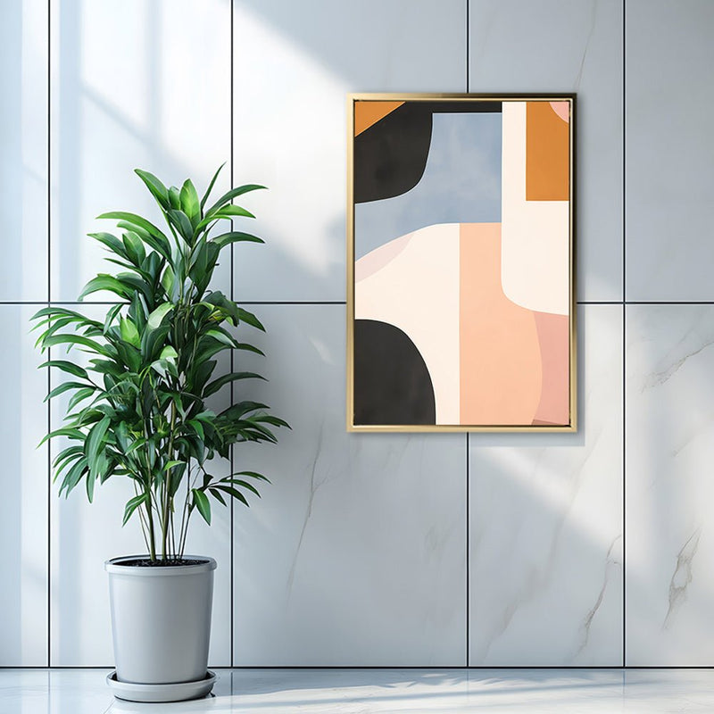 Canvas Wall Art Stretched Over Wooden Frame with Floating Frame and Abstract Painting CV4111 - Al Rugaib Furniture