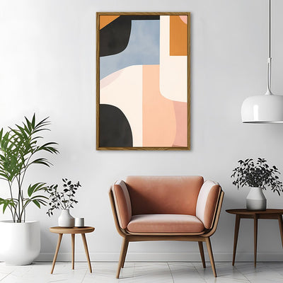 Canvas Wall Art Stretched Over Wooden Frame with Floating Frame and Abstract Painting CV4111 - Al Rugaib Furniture