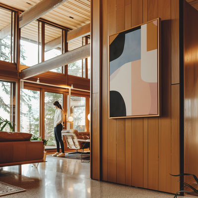 Canvas Wall Art Stretched Over Wooden Frame with Floating Frame and Abstract Painting CV4111 - Al Rugaib Furniture