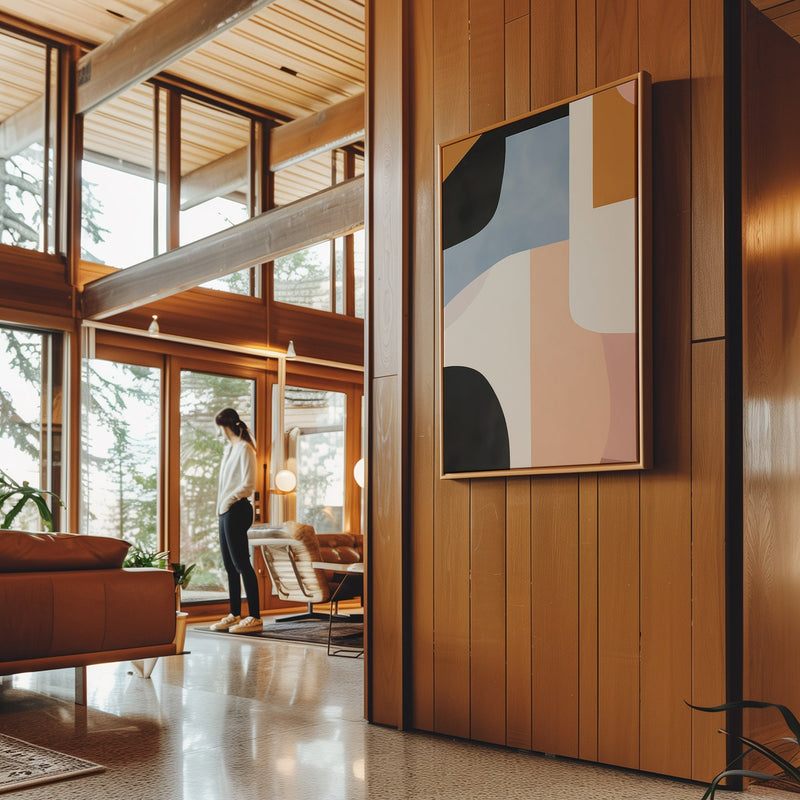 Canvas Wall Art Stretched Over Wooden Frame with Floating Frame and Abstract Painting CV4111 - Al Rugaib Furniture