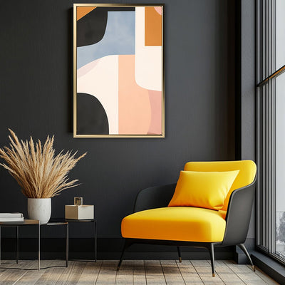 Canvas Wall Art Stretched Over Wooden Frame with Floating Frame and Abstract Painting CV4111 - Al Rugaib Furniture