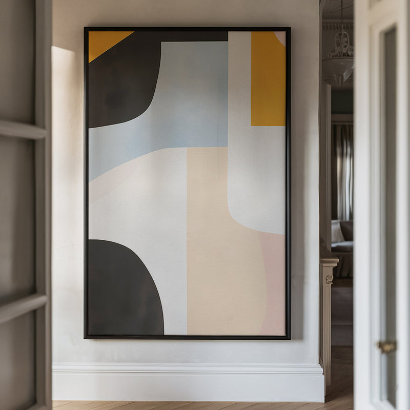 Canvas Wall Art Stretched Over Wooden Frame with Floating Frame and Abstract Painting CV4111 - Al Rugaib Furniture