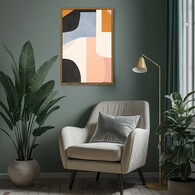 Canvas Wall Art Stretched Over Wooden Frame with Floating Frame and Abstract Painting CV4111 - Al Rugaib Furniture