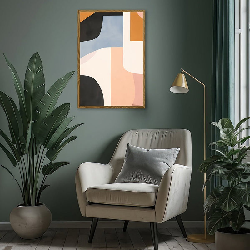 Canvas Wall Art Stretched Over Wooden Frame with Floating Frame and Abstract Painting CV4111 - Al Rugaib Furniture