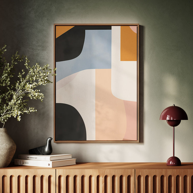 Canvas Wall Art Stretched Over Wooden Frame with Floating Frame and Abstract Painting CV4111 - Al Rugaib Furniture