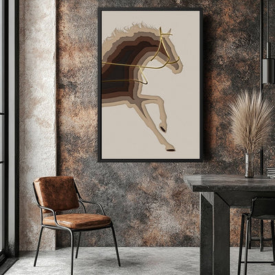 Canvas Wall Art Stretched Over Wooden Frame with Floating Frame and Arabian Horse Painting CV4114 - Al Rugaib Furniture