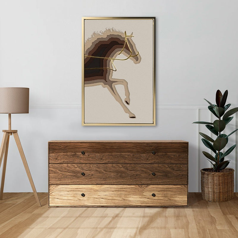 Canvas Wall Art Stretched Over Wooden Frame with Floating Frame and Arabian Horse Painting CV4114 - Al Rugaib Furniture