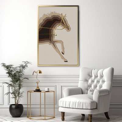 Canvas Wall Art Stretched Over Wooden Frame with Floating Frame and Arabian Horse Painting CV4114 - Al Rugaib Furniture