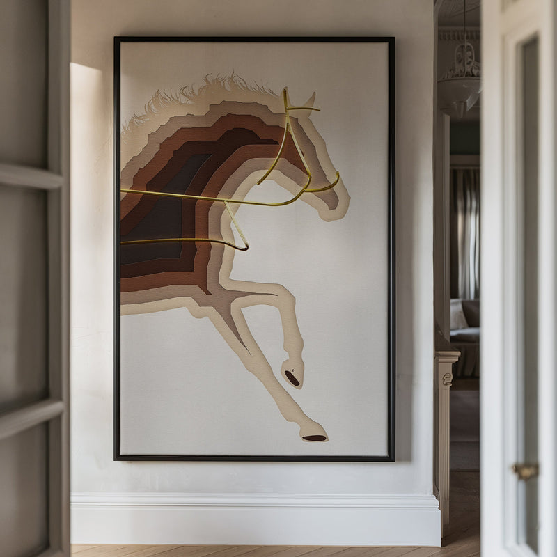 Canvas Wall Art Stretched Over Wooden Frame with Floating Frame and Arabian Horse Painting CV4114 - Al Rugaib Furniture