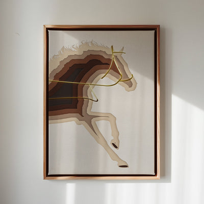 Canvas Wall Art Stretched Over Wooden Frame with Floating Frame and Arabian Horse Painting CV4114 - Al Rugaib Furniture
