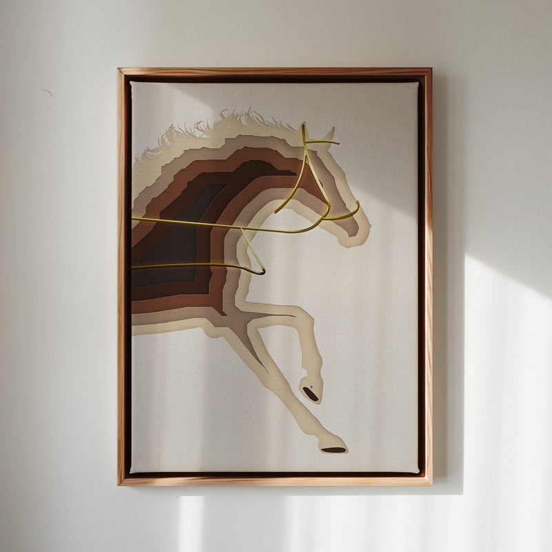 Canvas Wall Art Stretched Over Wooden Frame with Floating Frame and Arabian Horse Painting CV4114 - Al Rugaib Furniture