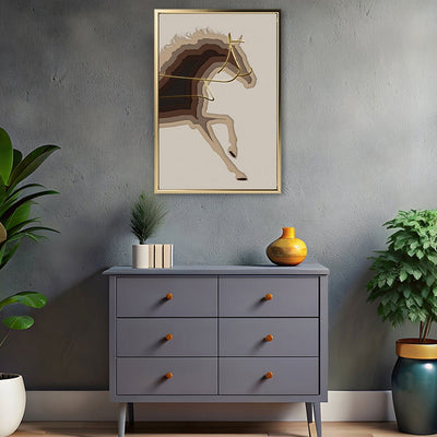 Canvas Wall Art Stretched Over Wooden Frame with Floating Frame and Arabian Horse Painting CV4114 - Al Rugaib Furniture