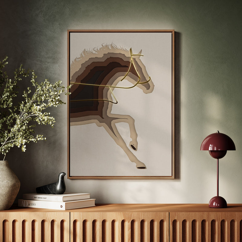 Canvas Wall Art Stretched Over Wooden Frame with Floating Frame and Arabian Horse Painting CV4114 - Al Rugaib Furniture